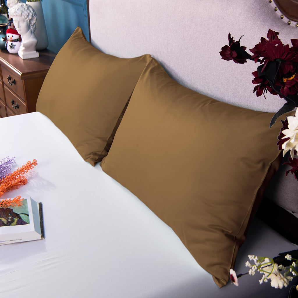 NTBAY Egyptian Cotton Queen Pillowcases - Set of 2, 500 Thread Count Cotton Pillowcases - Soft and Breathable Envelope Closure Pillow…