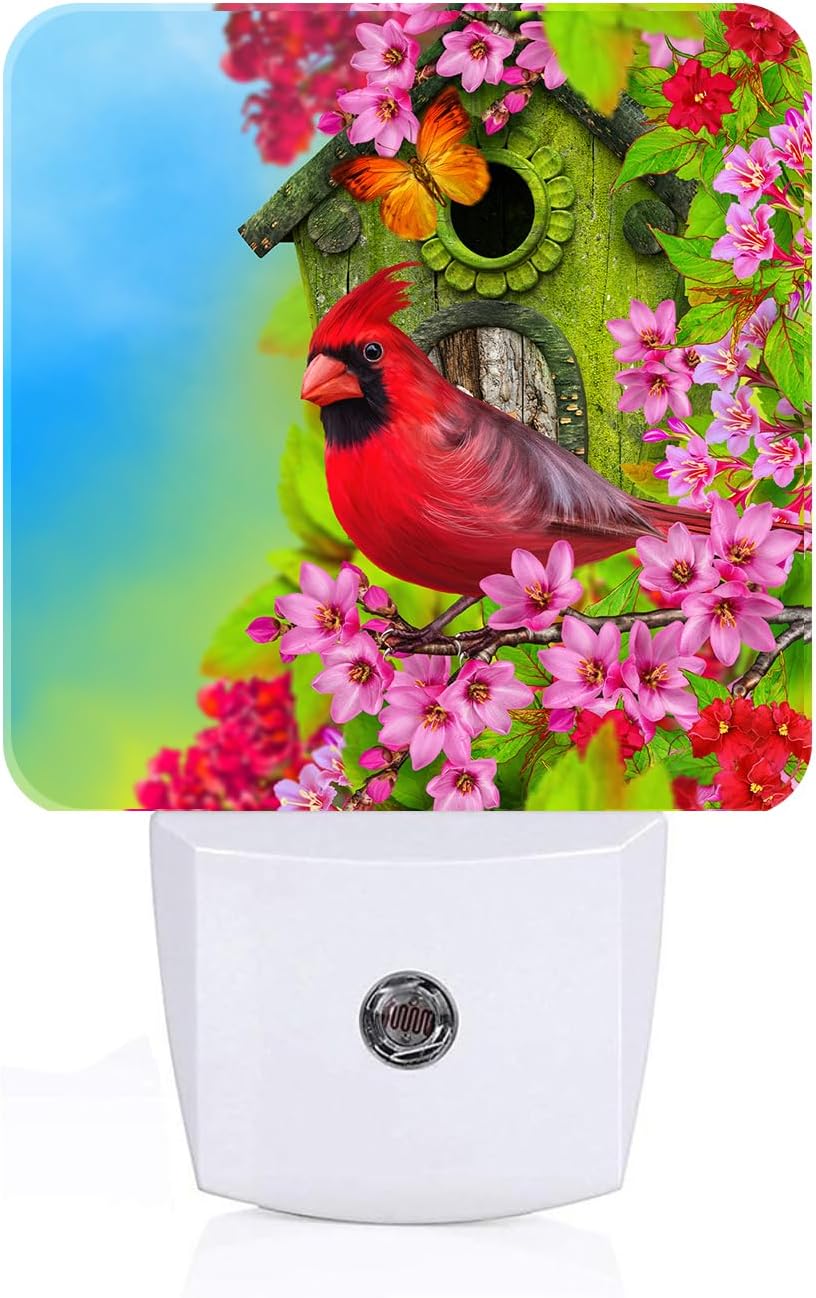 Red Cardinal Night Light, Plug-in Night Lights with Dusk to Dawn Sensor for Stairway, Hallway, Bedroom Sleep Friendly Ideal for…