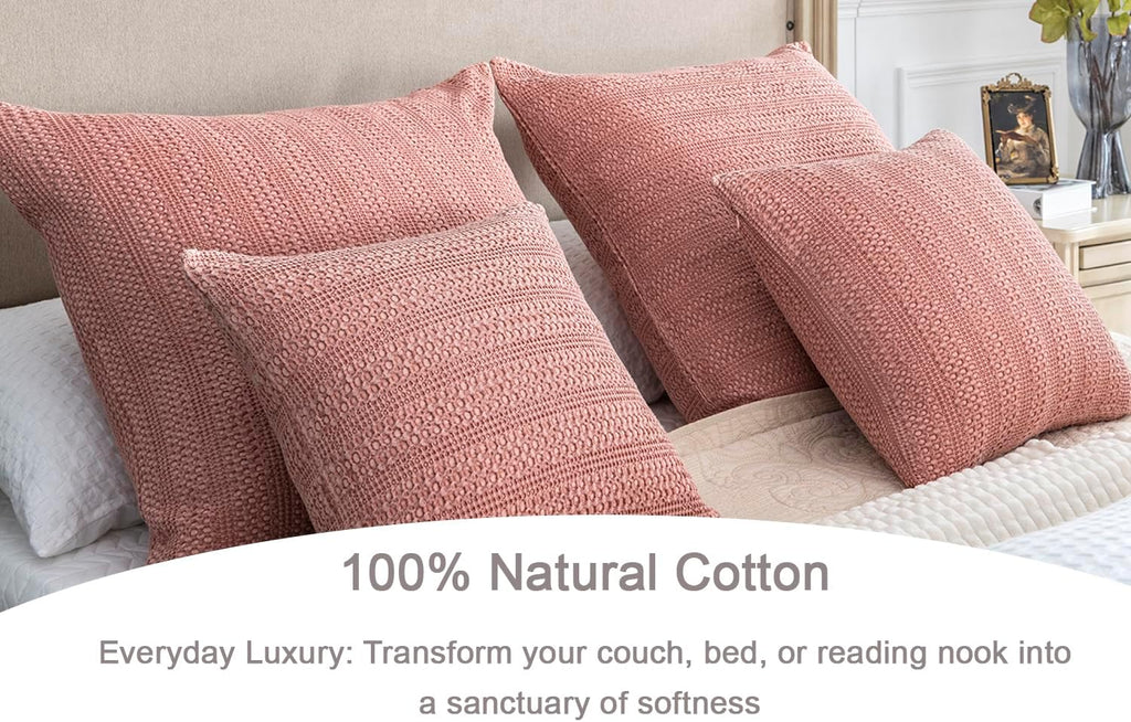 Cocoploceus 26x26 Pillow Covers Boho Euro Shams Set of 2 Decorative Throw Pillow Covers Cotton Large Square Pillowcase for Couch Bed, Coral…