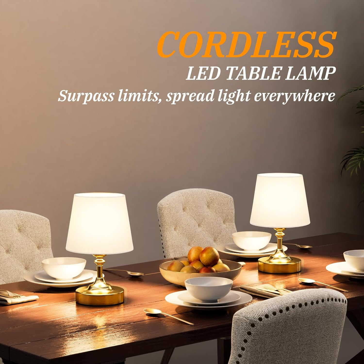 Kakanuo Mini Cordless Table Lamp Gold - 1 Pack 4000mAH Battery Operated Lamp for Decor, 3000K Stepless Dimming Touch Control Rechargeable…