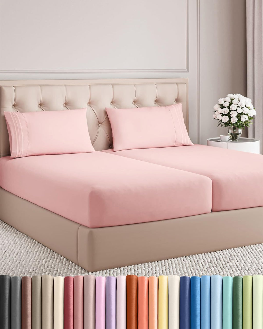 Split King Size 5 Piece Sheet Set - Comfy Breathable & Cooling Sheets - Hotel Luxury Bed Sheets for Women & Men - Deep Pockets, Easy-Fit…