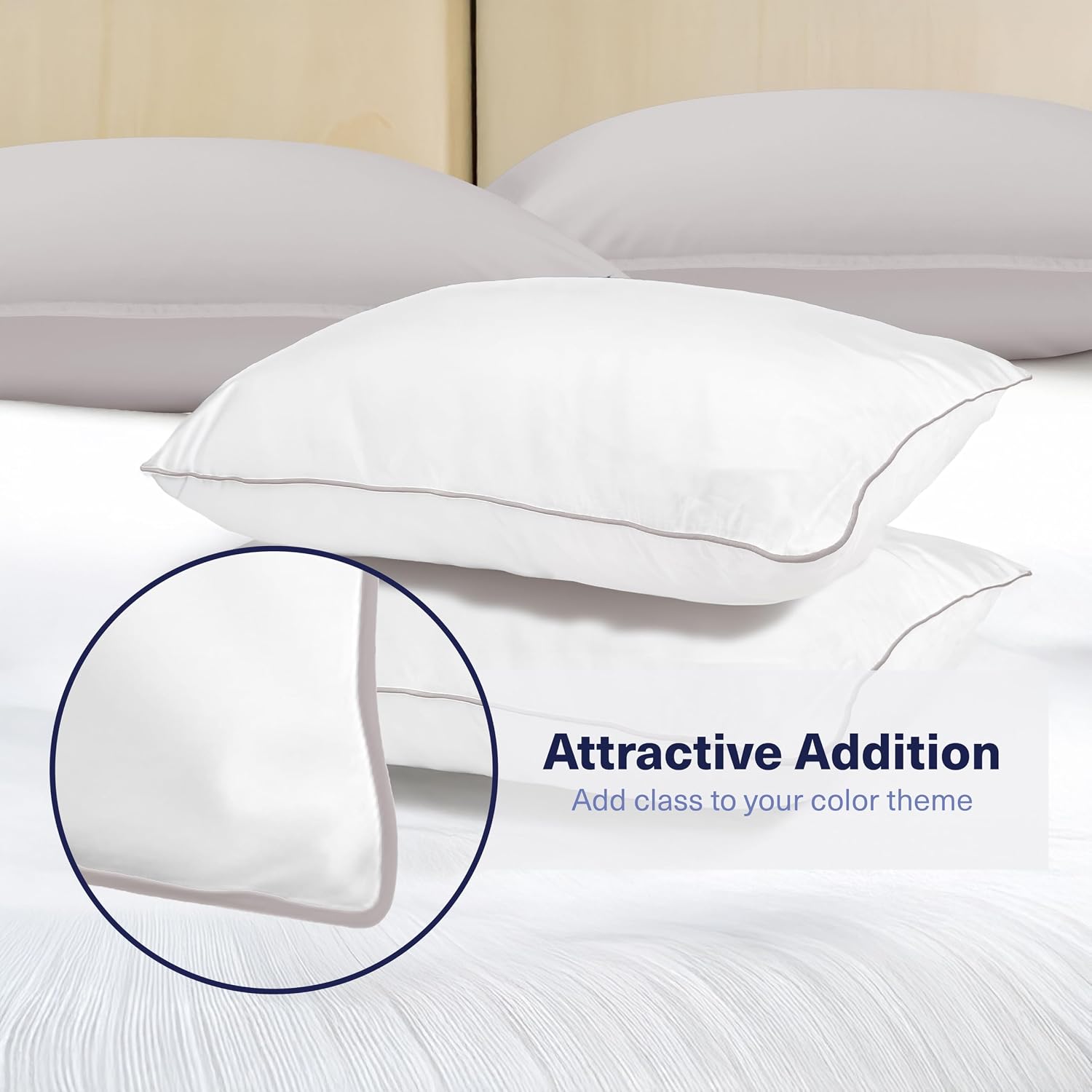 KickoffHome Kickoff Viscose Bamboo Pillowcase, Standard, Set of 2, 100% Organic Hidden Zippered Viscose Bamboo Pillow Case Standard Size, C…