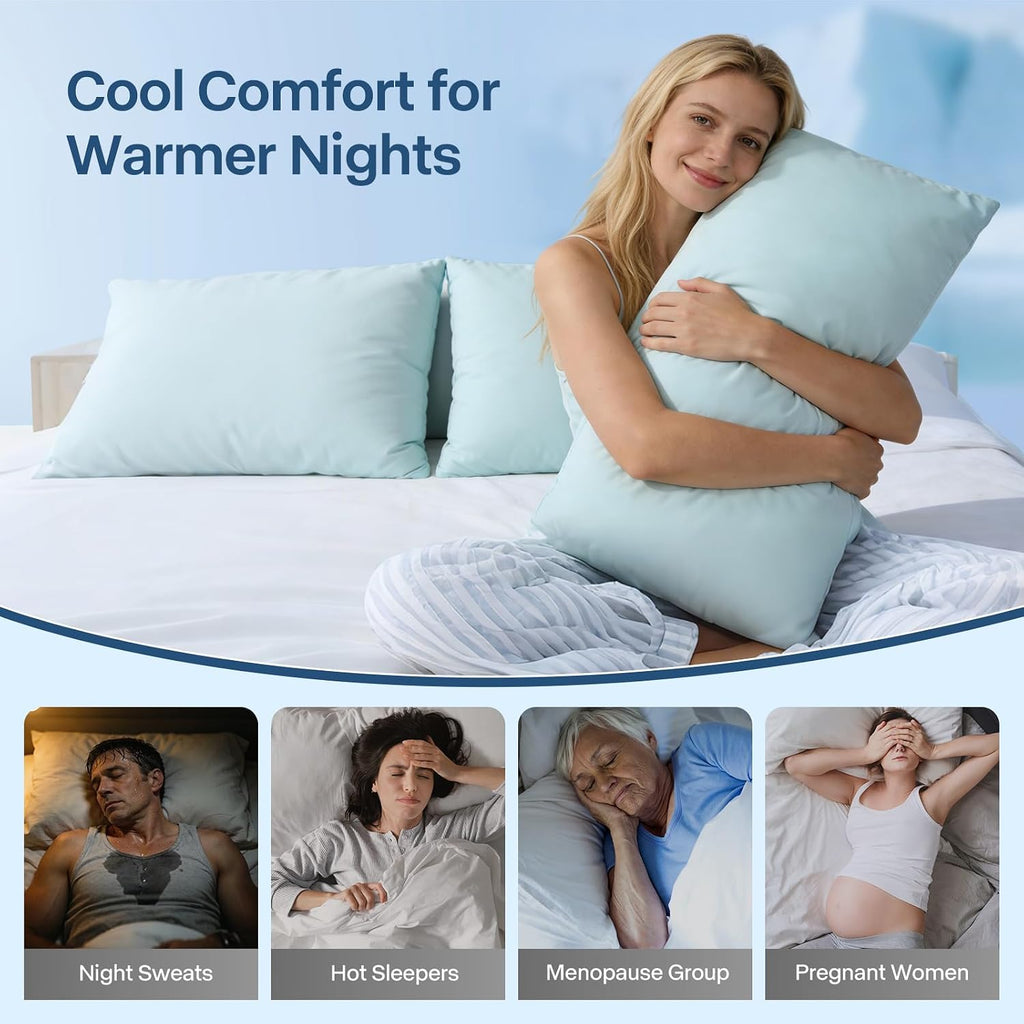 Premium Cooling Pillowcases King Size Set of 2 for Hot Sleeper & Night Sweats Beauty Sleep Reduces Wrinkles & Frizz Softer Than Silk…