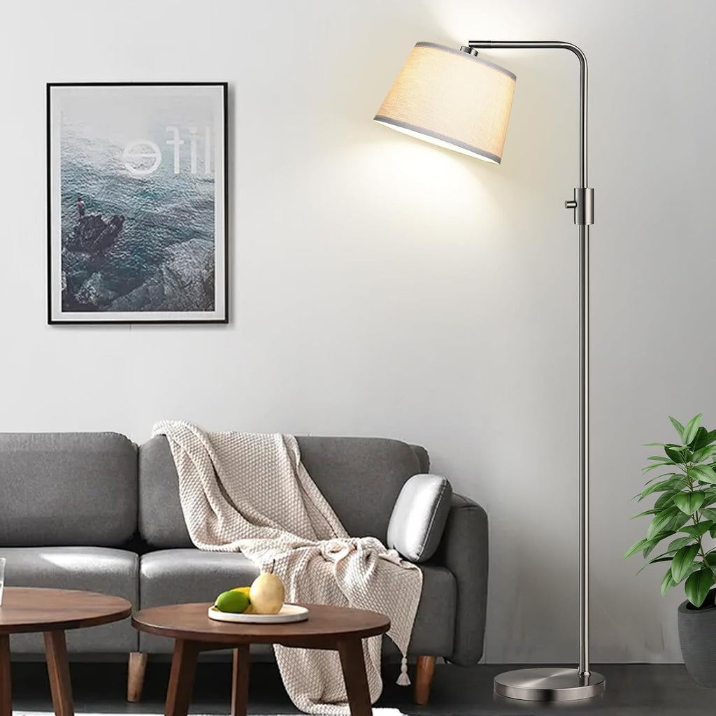 Nintiue 【Upgraded】 Dimmable Floor Lamp, 1000 Lumens LED Edison Bulb Included, Brushed Nickel Arc Floor Lamps for Living Room Modern…