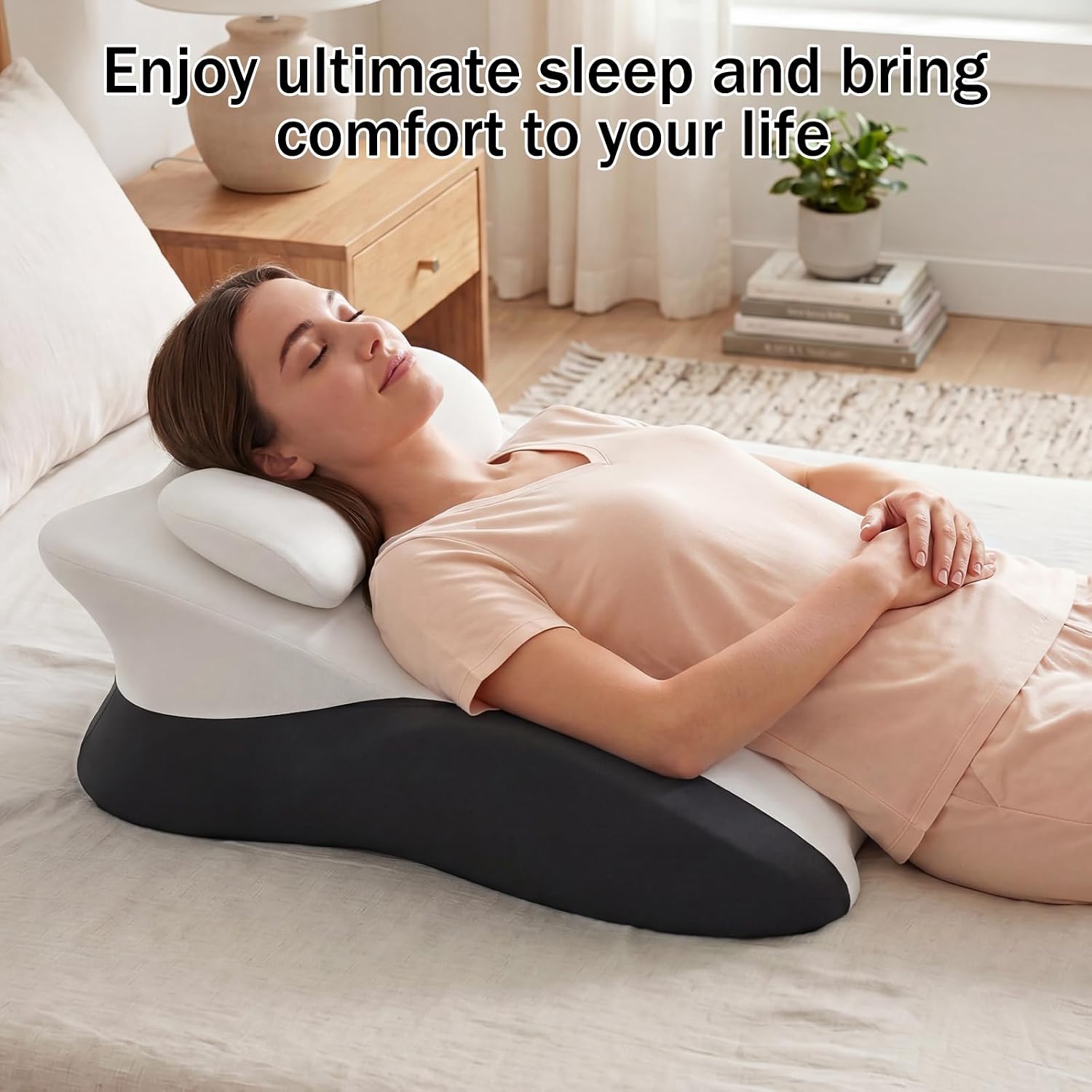 cjc Ergonomic Memory Foam Wedge Pillow 27° Support for Neck, Back and Waist, Multi-Position Bed Support Pillow with Removable Cover (Double…