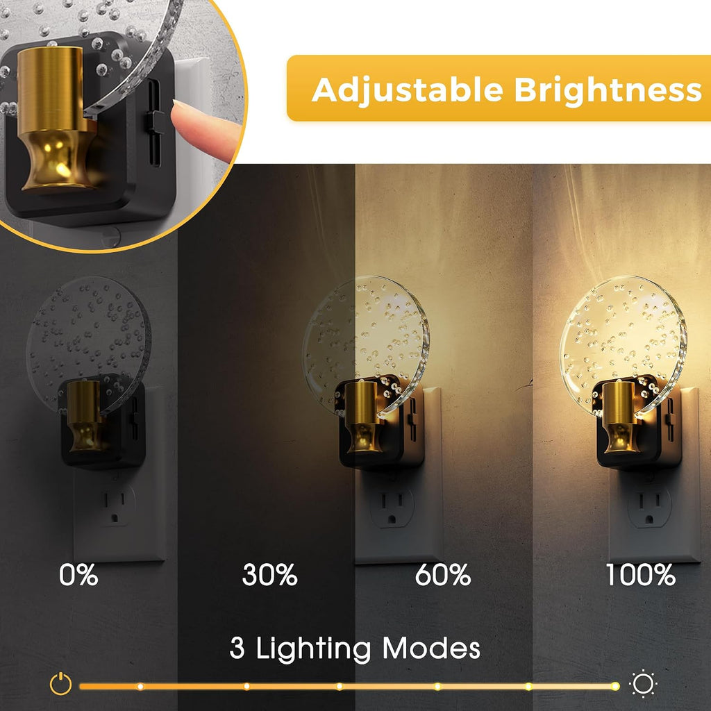 L LOHAS LED Night Lights Plug into Wall, Dusk to Dawn Sensor, 3000K Soft White LED, 180° Rotating Acrylic Bubble Nightlight, 0-100lm…