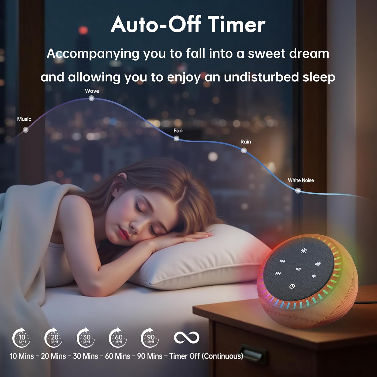 DreamSky Sound Machine for Sleep, White Noise for Sleeping Adults & Baby, Brown Noise Fan for Office Privacy & Noise Canceling, 26 Sounds…