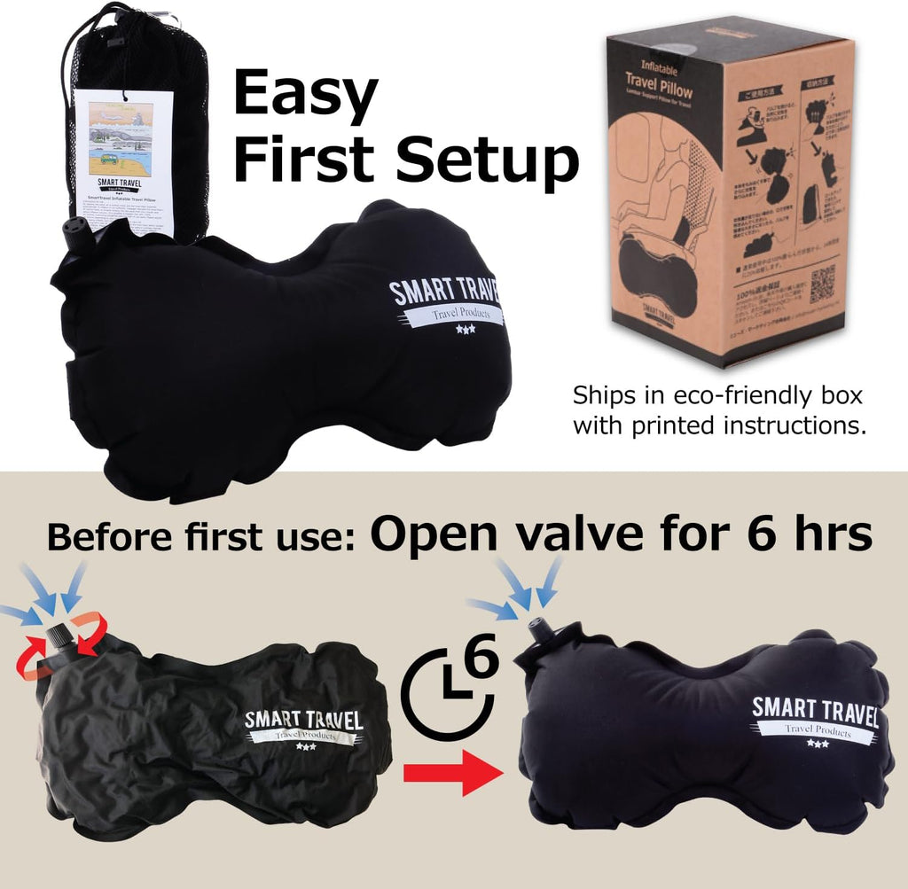 SMARTTRAVELTravelProducts SmartTravel Travel Products Inflatable Travel Lumbar Pillow for Airplane Seat – Adjustable Lower Back Support Cus…