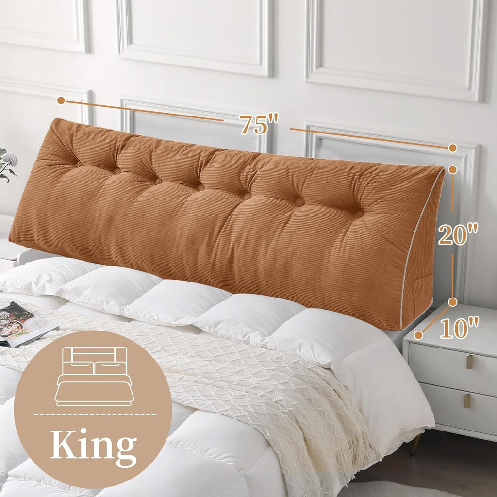 Sasttie Headboard Pillow King, Wedge Pillow Headboard for Sitting Up in Bed, Back-Rest Support Triangular Cushion for Reading - Features Re…