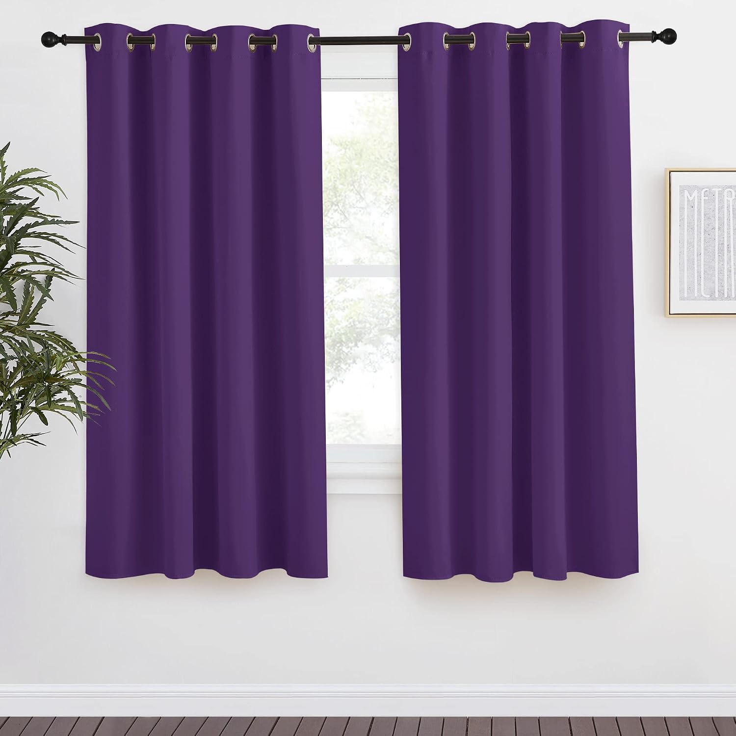 NICETOWN Blackout Window Curtain Short, 55W x 68L, Sold Individually, Royal Purple Color, Home Fashion Thermal Insulated Room Darkening…