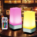 WRalwaysLX LED 2Square Night Light with Remote Control, Color Changing Table Lamp Battery Operated Lamp, Bedroom, Kitchen USE 3xAA Battery…