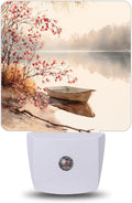 Lake Boat Autumn Night Lights Plug into Wall, Night Light for Bedroom Bathroom Hallway Kitchen, Auto Dusk to Dawn Sensor Decorative Gift…