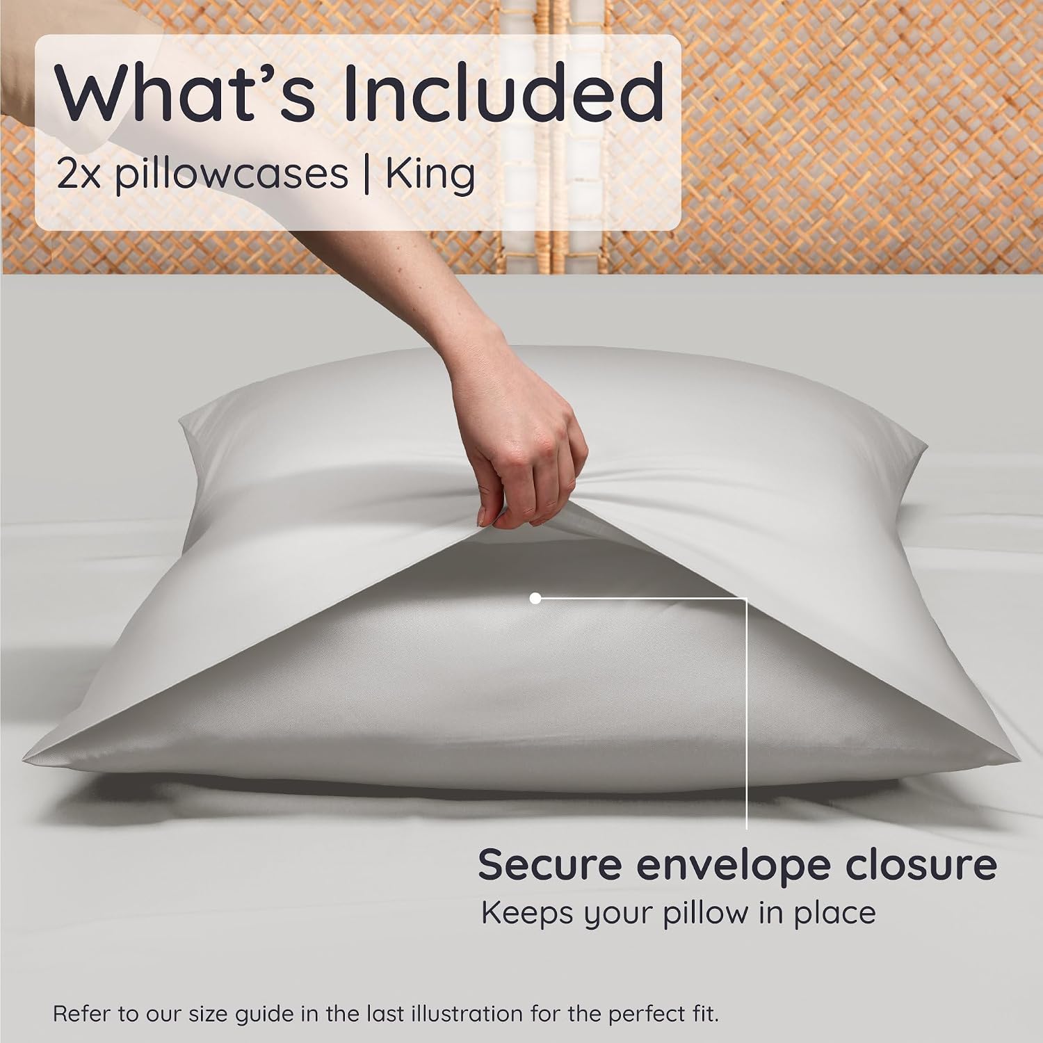 Bambaw 100% Viscose Derived from Bamboo Pillowcase King Size – Set of 2 Cooling Pillow Cases for Hair Protection with Envelope Closure, Bre…