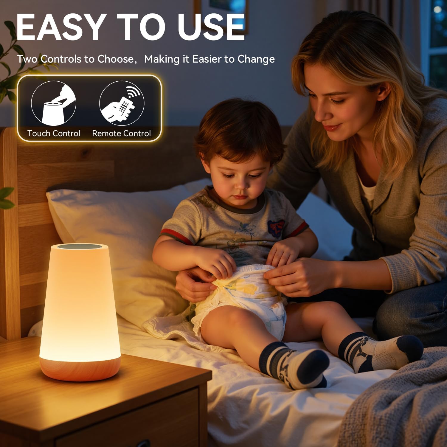 Auxmir Rechargeable LED Night Light, Touch & Remote Control Bedside Lamp with 13 Colors, 5 Brightness Levels, Portable Table Lamp for…