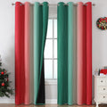 Estelartextiler Estelar Textiler Red and Green Ombre Blackout Curtains for Bedroom, Thermal Insulated Christmas Drapes 108 Inches Long, Ful…