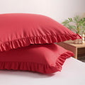 Bedsum Ruffled Pillow Shams Standard 20x26 Set of 2 Brushed Microfiber Pillowcases with Envelope Closure Soft Wrinkle-Resistant Red Red