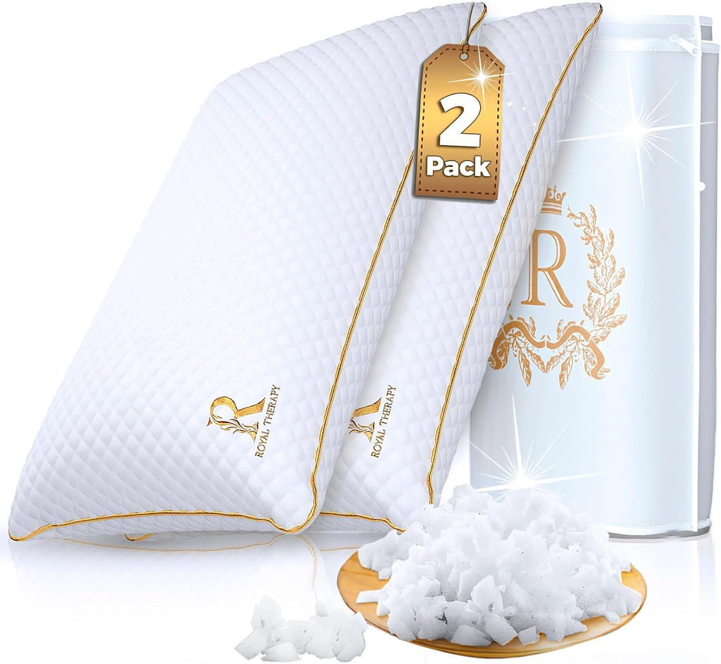Royaltherapy Royal relaxation Queen Size Set of 2-Shredded Memory Foam Pillow–Adjustable Memory Foam Pillow for Sleeping, Firm Pillow for…