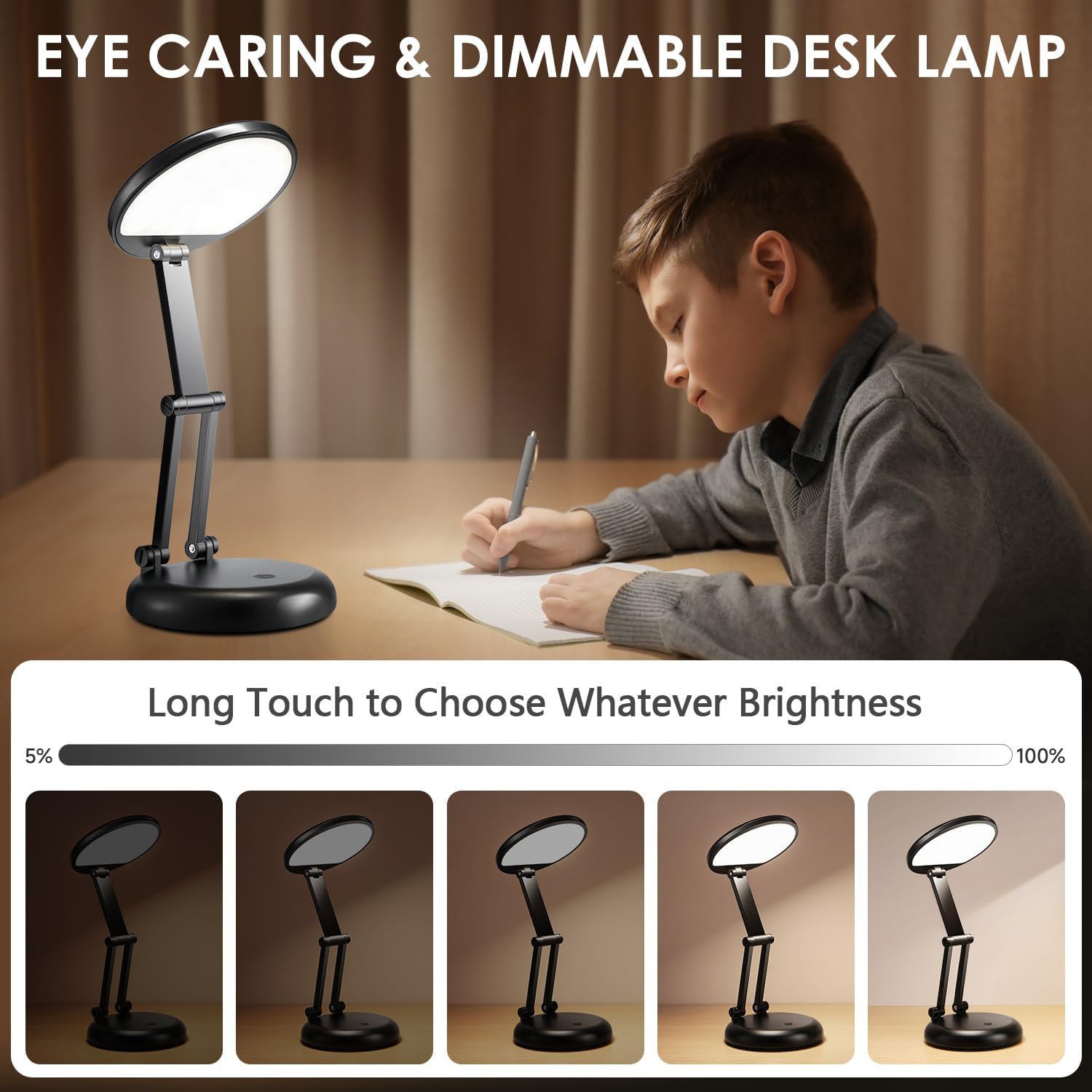 OneFire Desk Lamps for Home Office Rechargeable 3600mAh, Foldable+Portable Cordless Desk Light Small Table Lamp, Dimmable+9 Brightness Small…