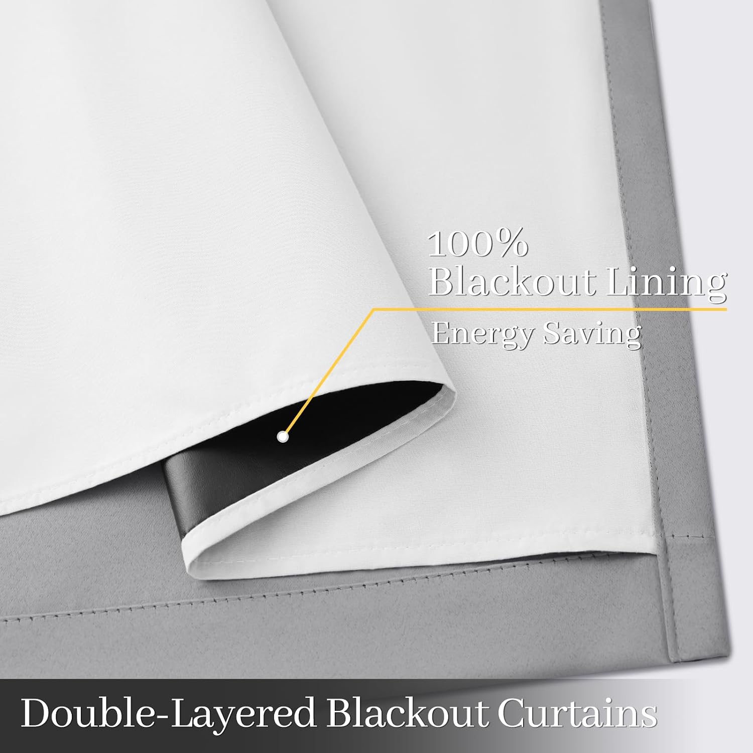 Yakamok 100% Blackout Curtain Panels 63 inches Cold and Light Blocking Drapes for Nursery, 2 Thick Layers Thermal Insulated Draperies (2 Pi…