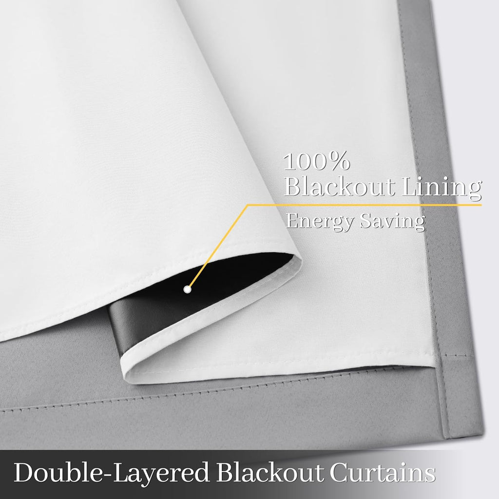 Yakamok 100% Blackout Curtain Panels 84 inches Cold and Light Blocking Drapes for Nursery, 2 Thick Layers Thermal Insulated Draperies (2 Pi…