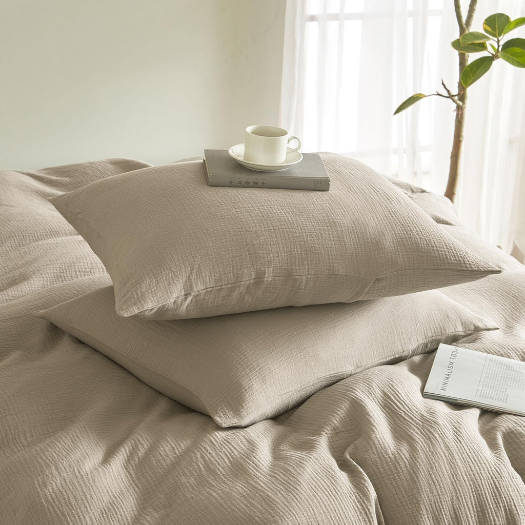 DefineCozyHealthyLife SE SOFTEXLY Muslin Pillowcases Standard Size 100% Cotton, 2 Pack Linen Like Pillow Shams with Envelope Closure, Ultra…