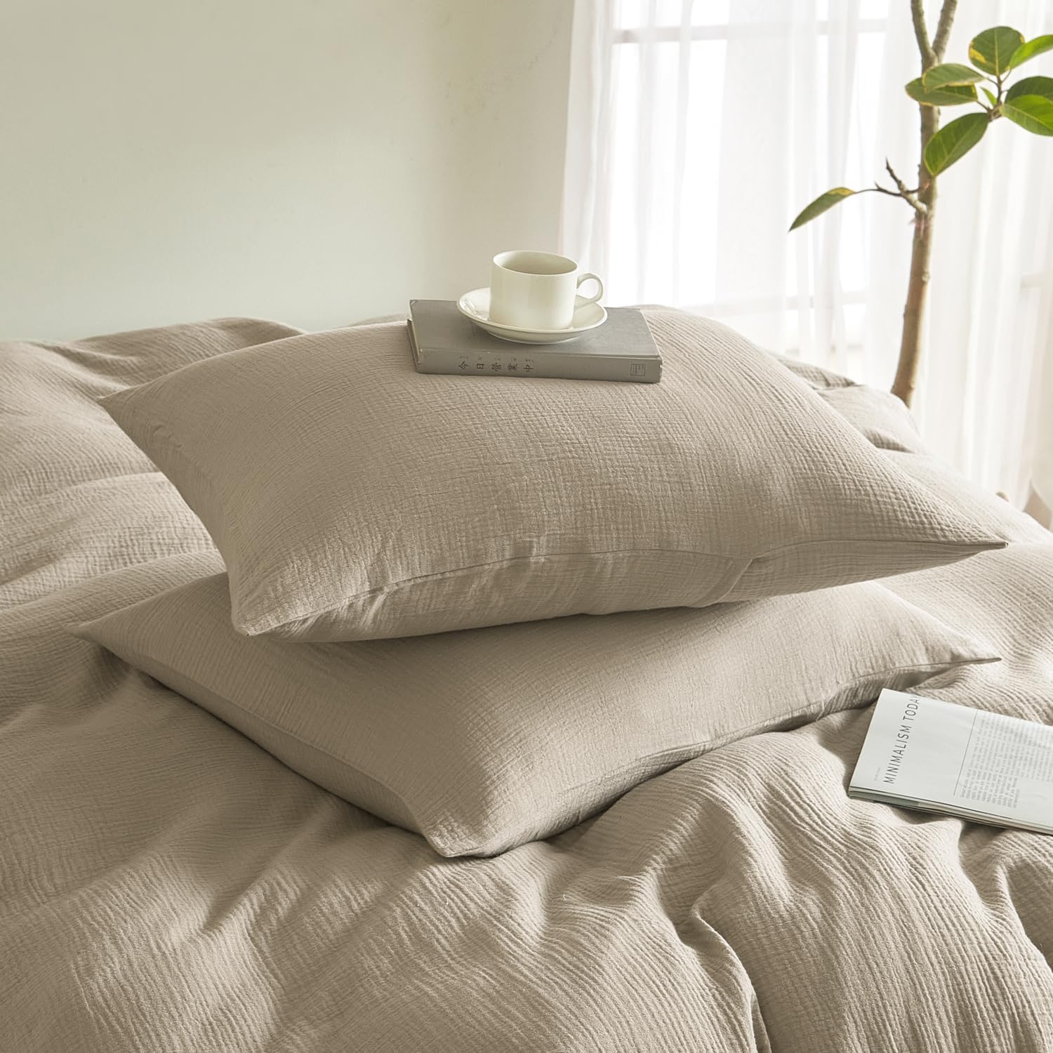 DefineCozyHealthyLife SE SOFTEXLY Muslin Pillowcases Standard Size 100% Cotton, 2 Pack Linen Like Pillow Shams with Envelope Closure, Ultra…