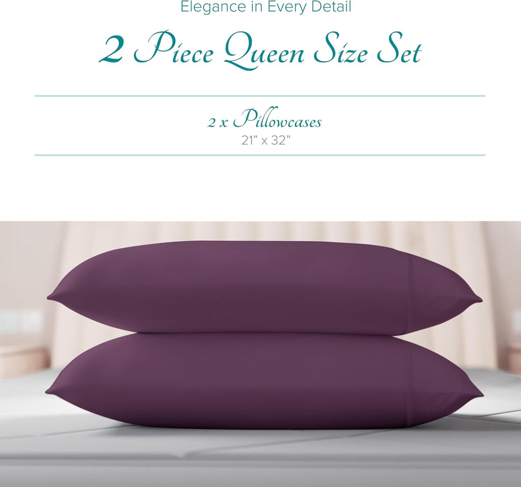 Carressa Linen 100% Egyptian Cotton Standard/Queen Size Pillow Cases Set of 2-800 Series Tulips Collection Queen Pillow Cover for…