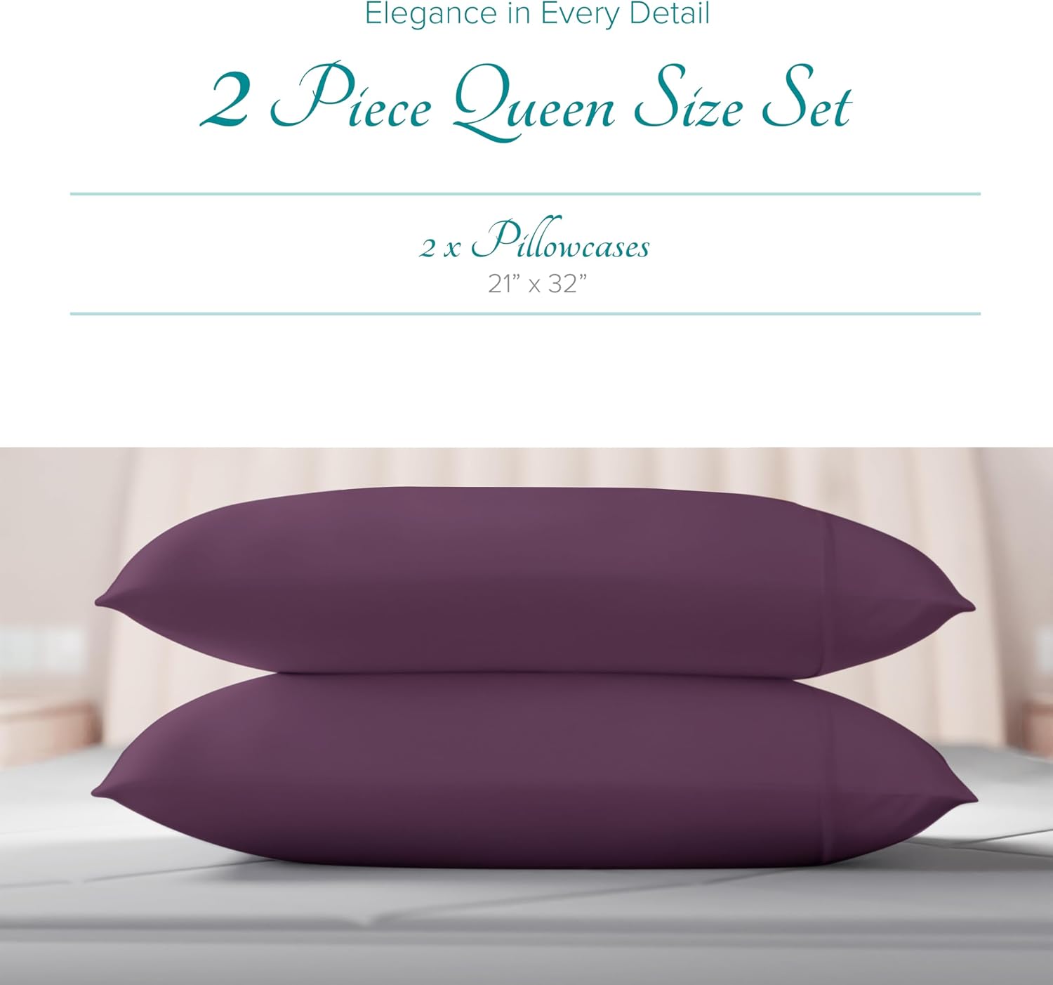 Carressa Linen 100% Egyptian Cotton Standard/Queen Size Pillow Cases Set of 2-800 Series Tulips Collection Queen Pillow Cover for…