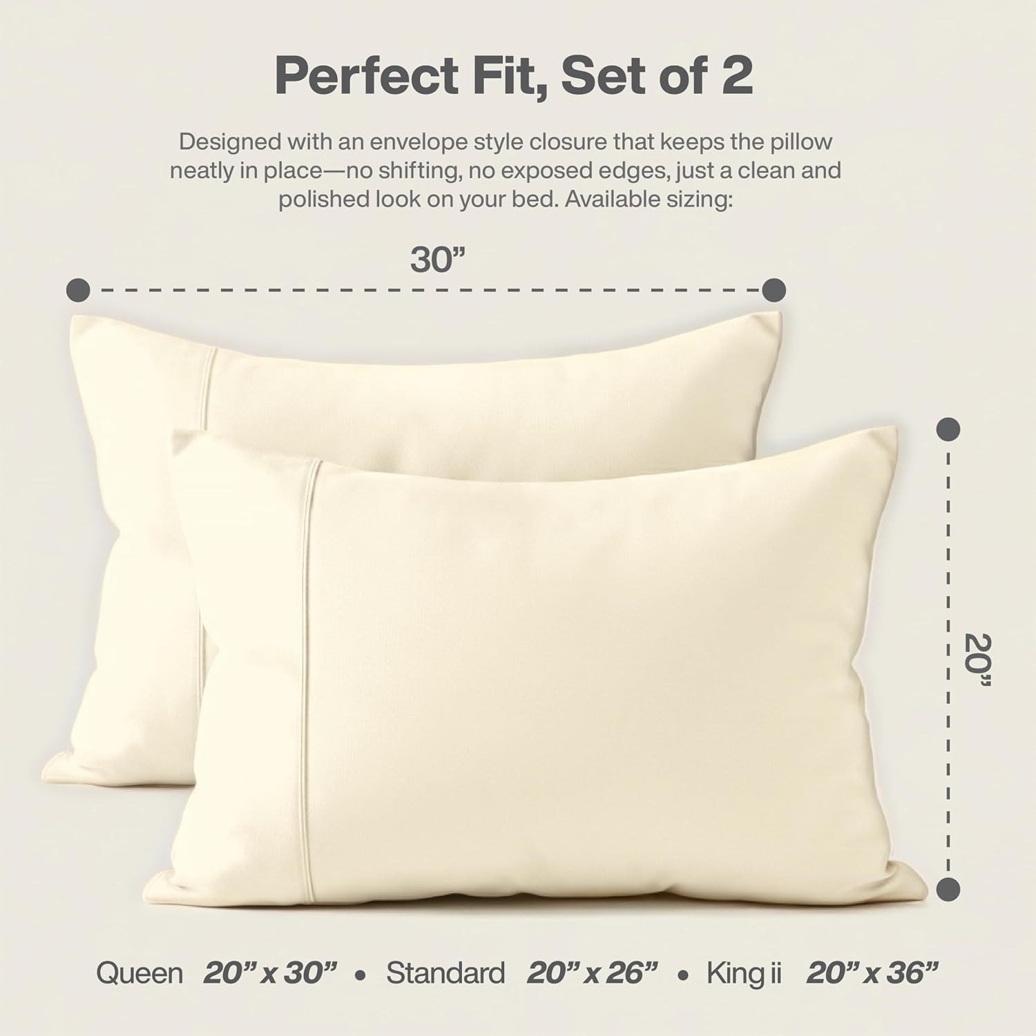 Queensbay Queen Pillow Cases Set of 2, Microfiber Cooling Pillowcases, Soft Breathable Envelope Closure Pillow Covers, Wrinkle Free Easy Ca…