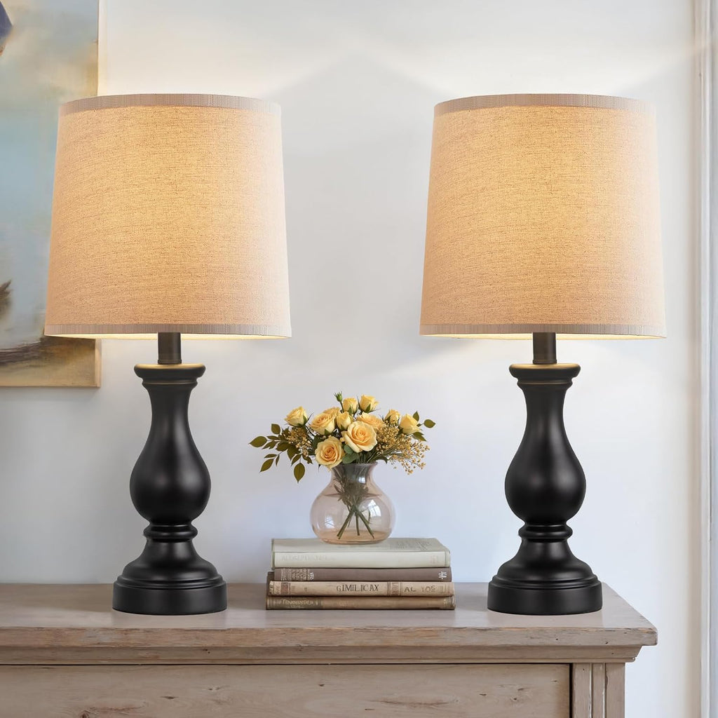 Seealle Farmhouse Table Lamps Set of 2 - Rustic Lamp for Bedroom Living Room, 22" Boho Bedside Lamps for Night Stands End Table Office…