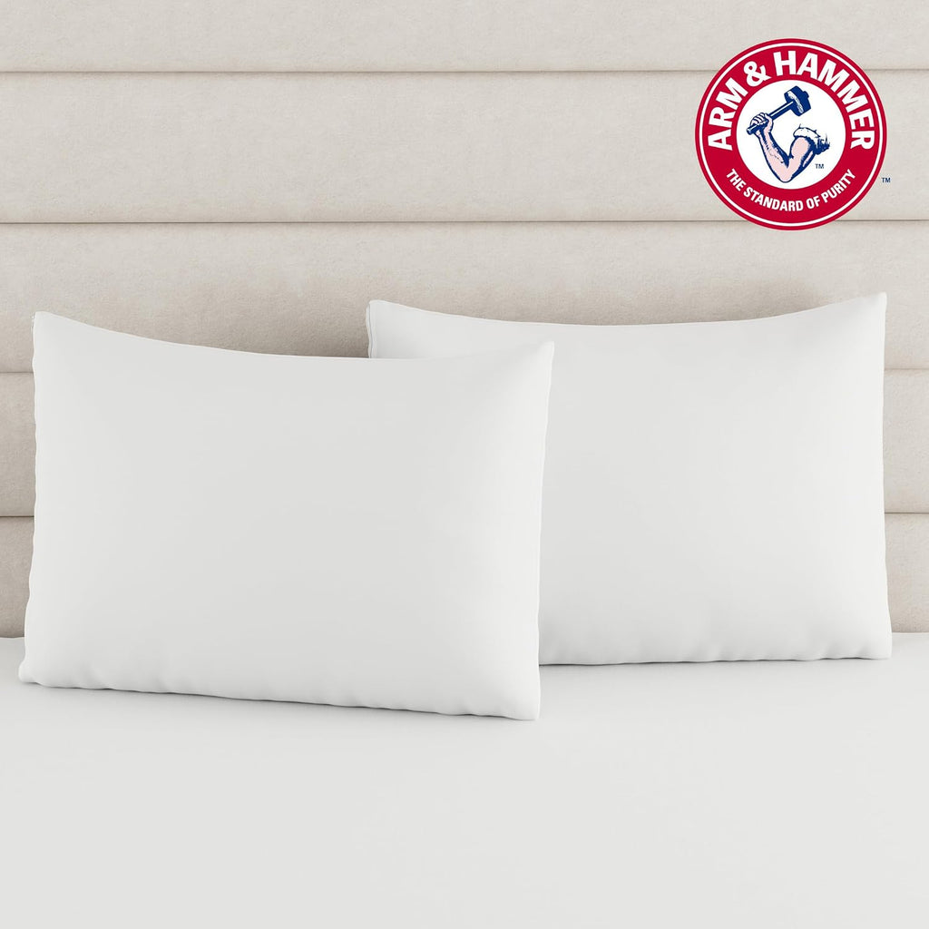 Armhammer Arm & Hammer Cooling Comfort Zippered Pillow Protector, 2-Pack, Standard/Queen White