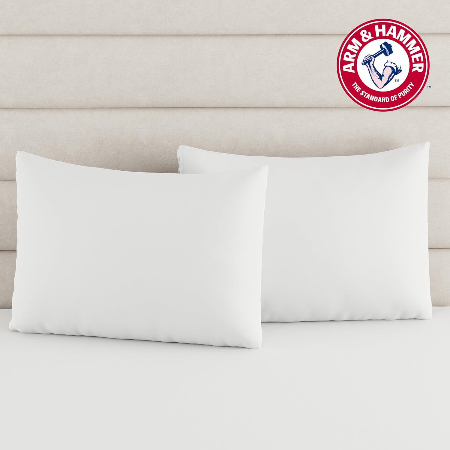 Armhammer Arm & Hammer Cooling Comfort Zippered Pillow Protector, 2-Pack, Standard/Queen White