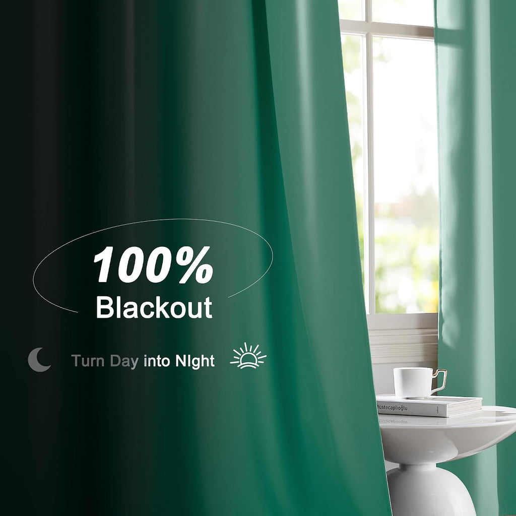Nicetown Aqua Blue 52x84 Inch 100% Blackout Curtains, 2 Panels Energy Smart & Noise Blocking Out Drapes for Living Room Window, Thermal Ins…