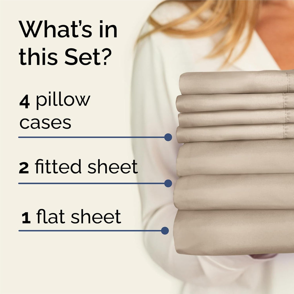 Split King 7 Piece Sheet Set - Comfy Breathable & Cooling - Hotel Luxury Bedding for Women, Men, Kids, Teens & Children - 1 Flat & 2…