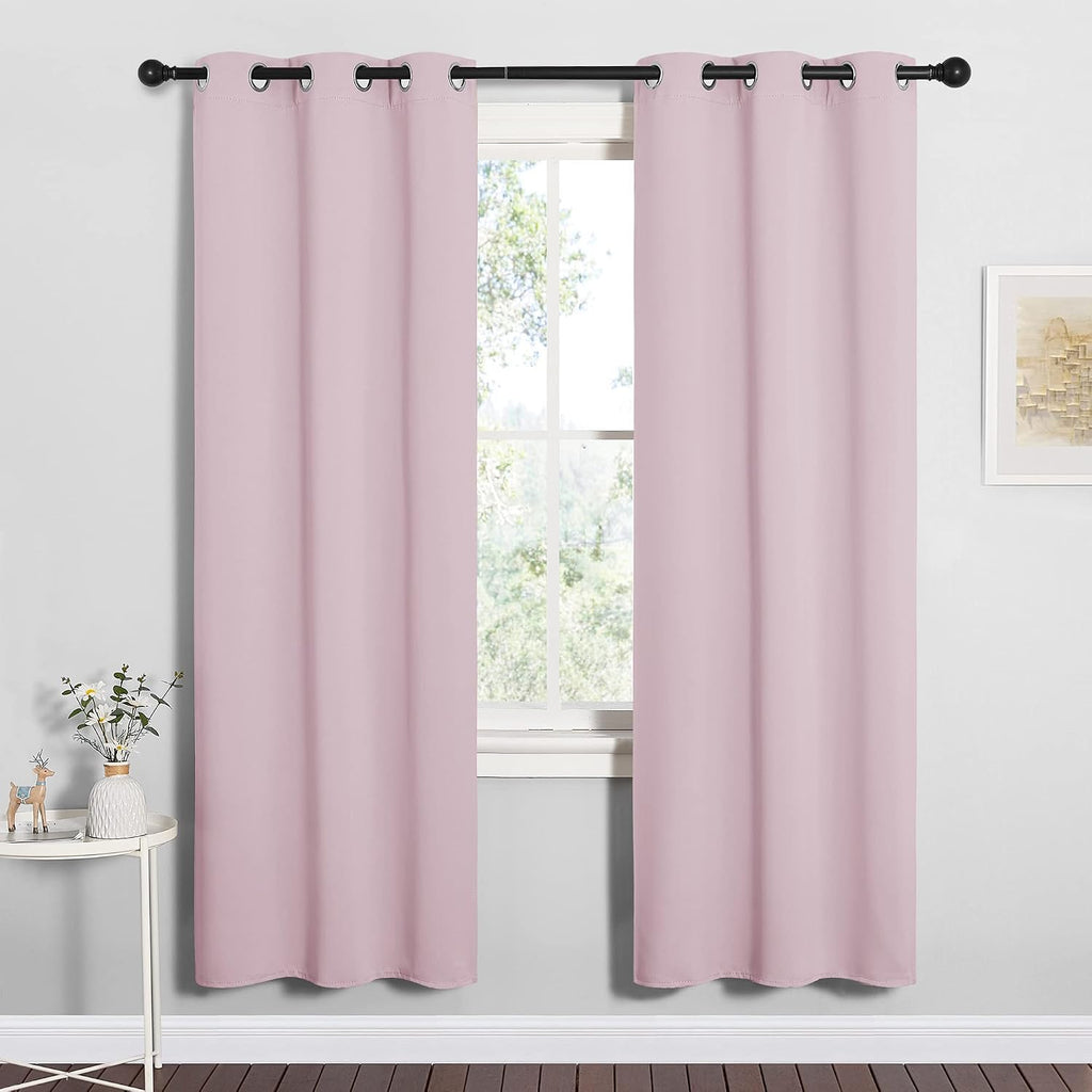 NICETOWN Blackout Curtain Panels for Girls Room, Nursery Essential Thermal Insulated Solid Grommet Top Blackout Drapes (Lavender Pink, 1…