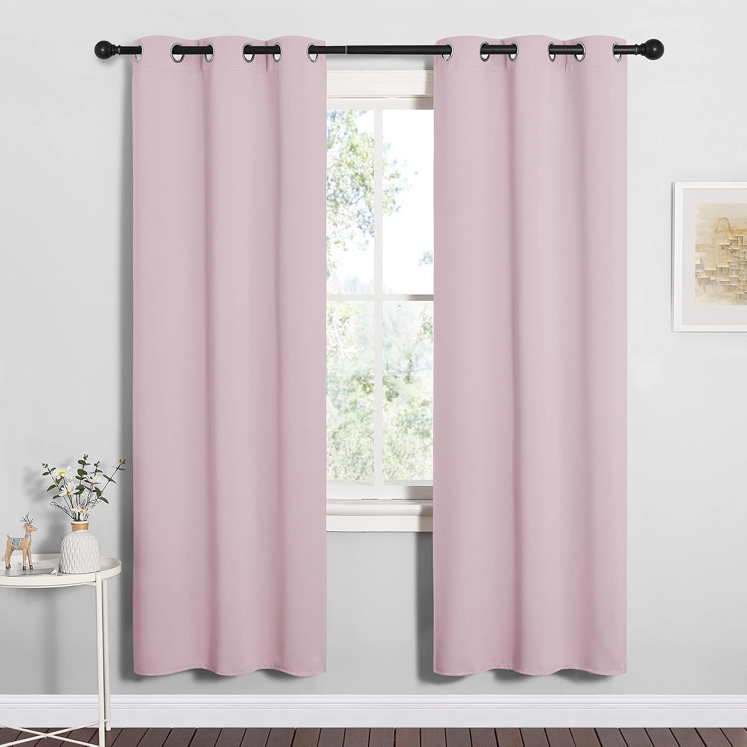 NICETOWN Blackout Curtain Panels for Girls Room, Nursery Essential Thermal Insulated Solid Grommet Top Blackout Drapes (Lavender Pink, 1…