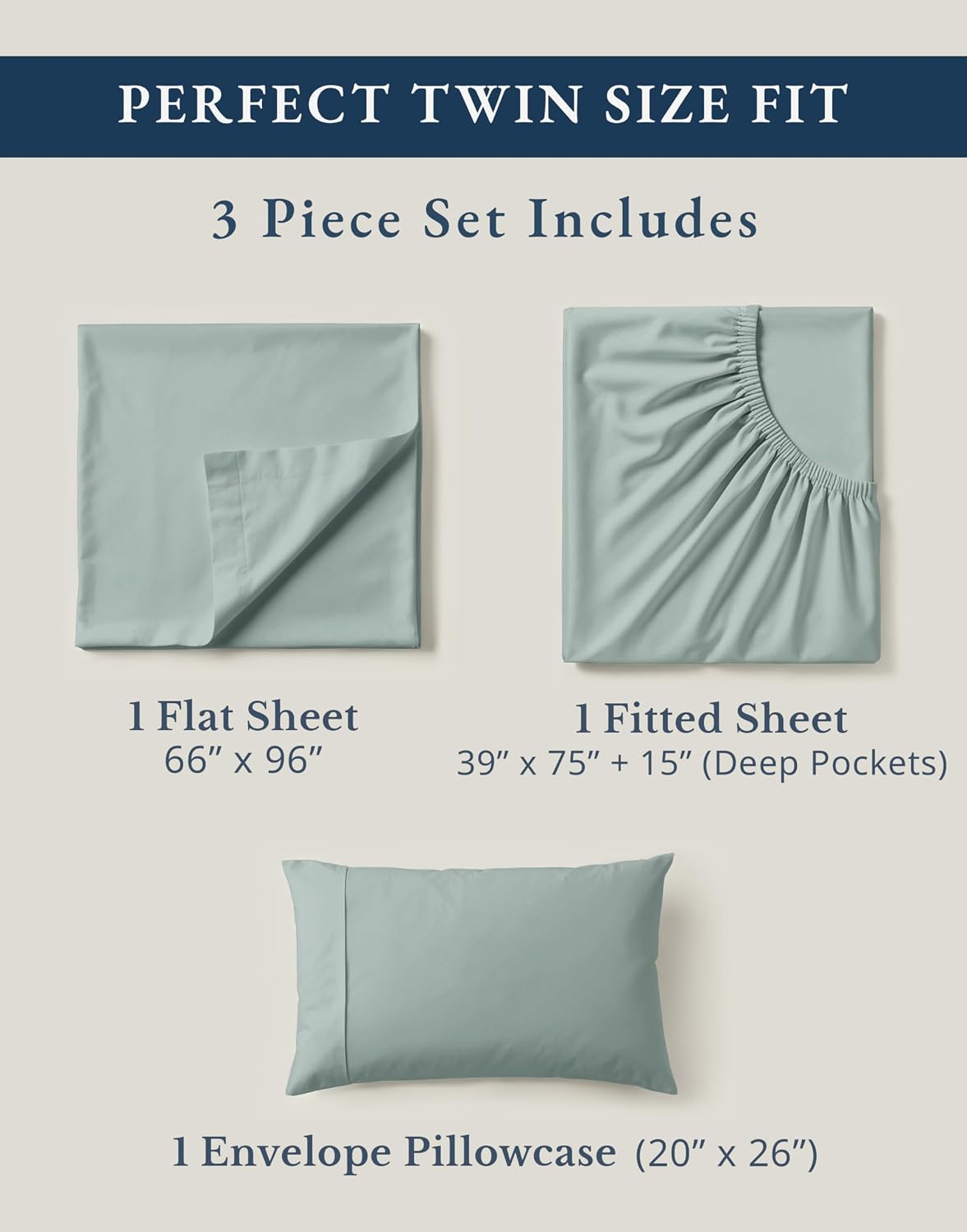 LaneLinen LANE LINEN 100% Organic Cotton Twin Bed Sheet Set, Mercerized Fully Elasticized reusable Sustainably Produced Bedding Sheets…