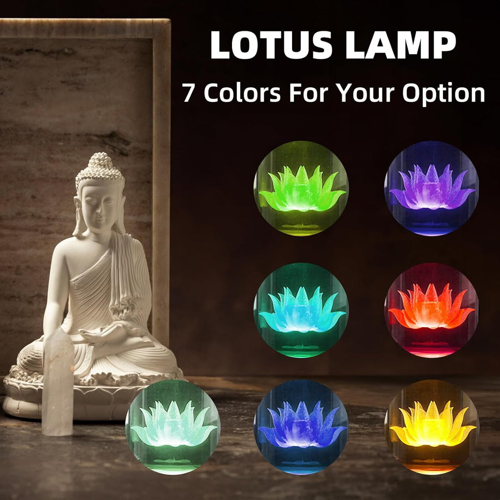 1 Pair 7 Color LED Lotus Lamp Lights - Lotus Lights with Adjustable Switch for Buddhist Occasions, Meditation Buddhist Supplies(11 Inch)