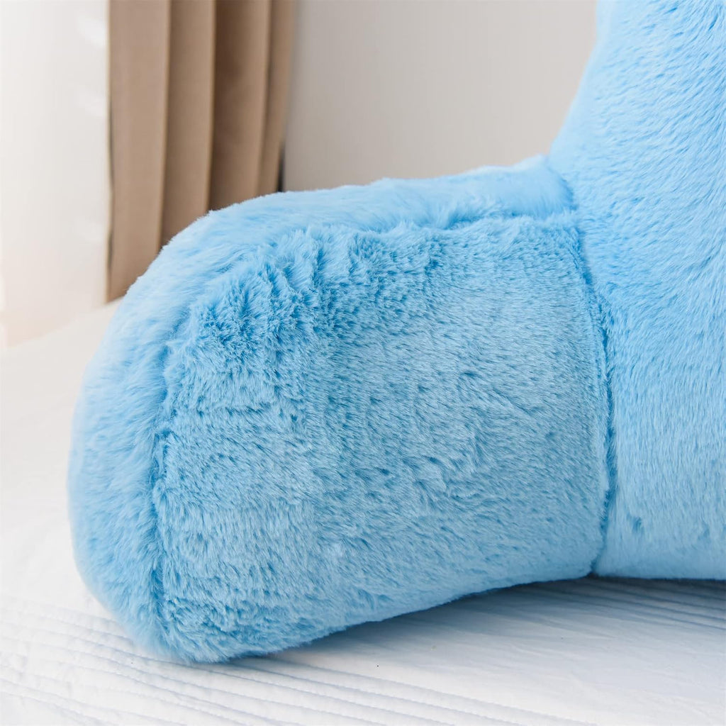 Aimuan Reading Pillow Bed Rest Pillow with Arms Rabbit Fur Cushion for Adults Teens Incline Rest Sitting up & Sleeping Snoring Pillow…