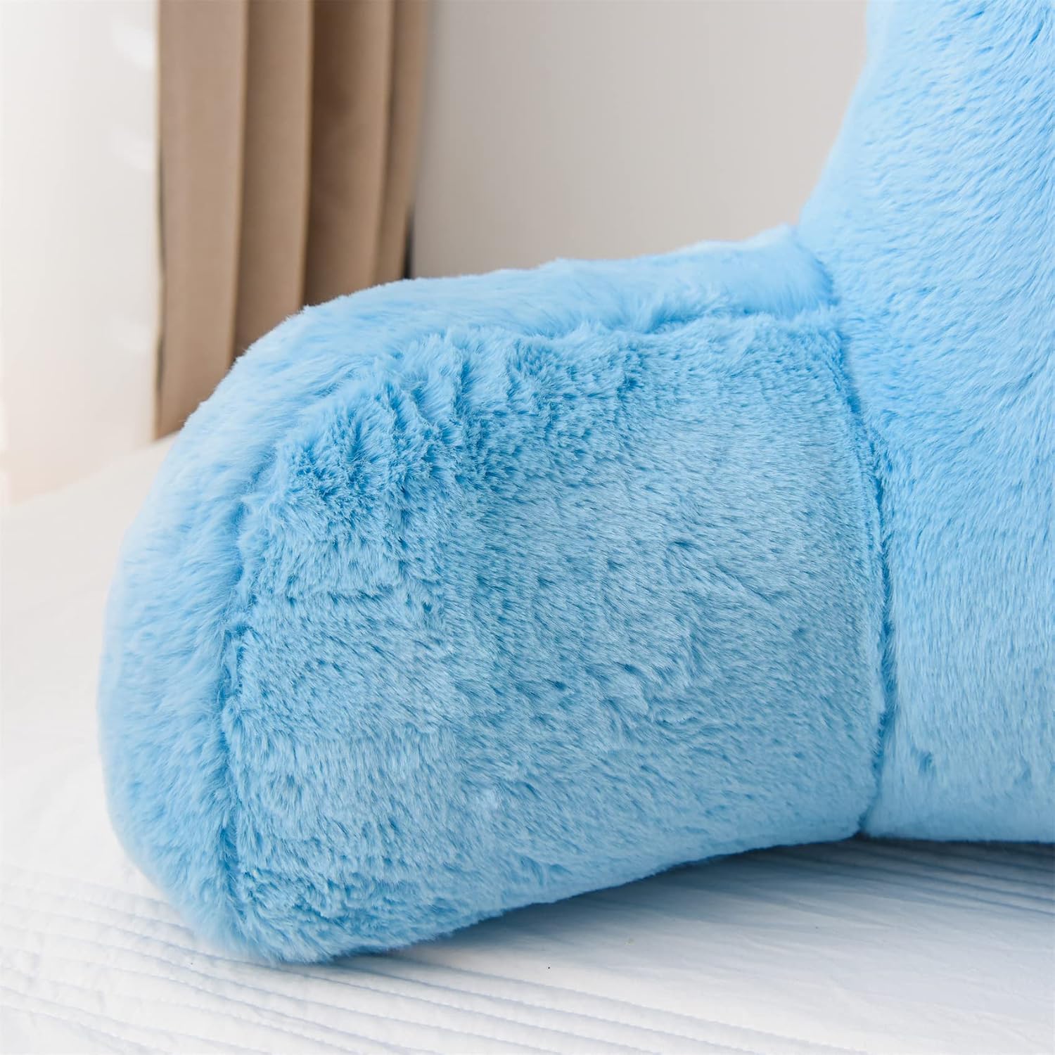 Aimuan Reading Pillow Bed Rest Pillow with Arms Rabbit Fur Cushion for Adults Teens Incline Rest Sitting up & Sleeping Snoring Pillow…