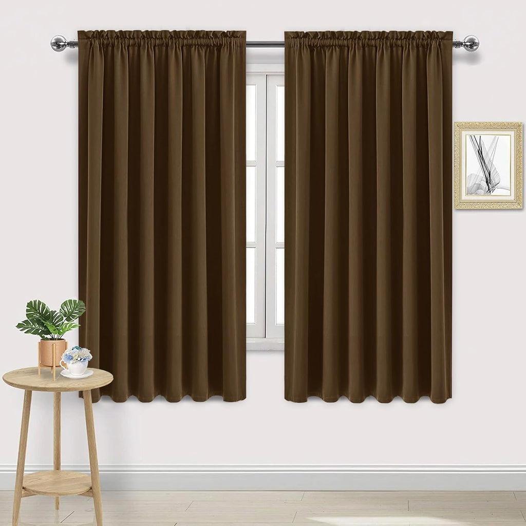 DWCN Blackout Curtains for Living Room Thermal Insulated, Energy Saving & Noise Reducing Bedroom Curtains, Brown, W 70x L 72 Inch, Set of…
