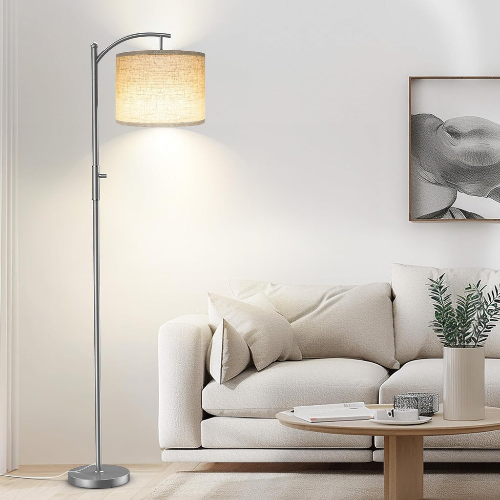 ROTTOGOON Dimmable Floor Lamp, Arc Floor Lamps for Living Room, Stepless Dimming Modern Standing Lamp with Linen Shade, Tall Lamp for…