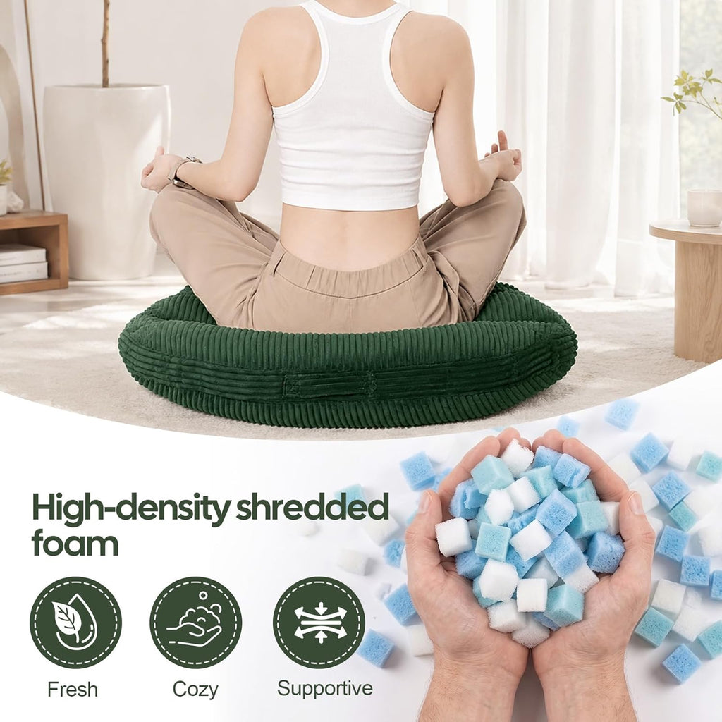 Meditation Cushion, Extra Large Floor Pillow Cushion for Adults, Round Tufted Japanese Meditation Pillow for Tatami Living Room, Yoga…