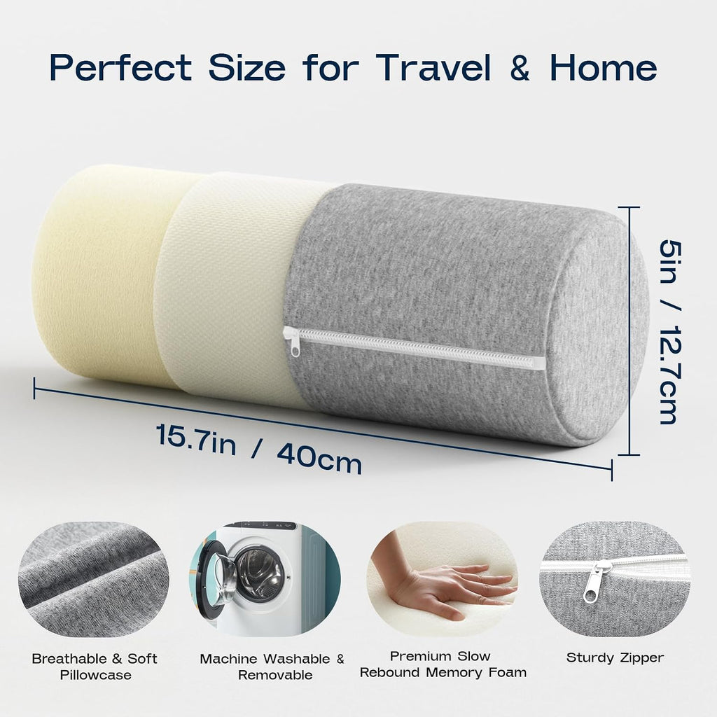 Forcanby Neck Roll Pillow for Neck - Memory Foam Neck Support Pillow for Bed, Cylinder Pillows, Round Neck Pillow for Sleeping, 15.7 * 5 *…