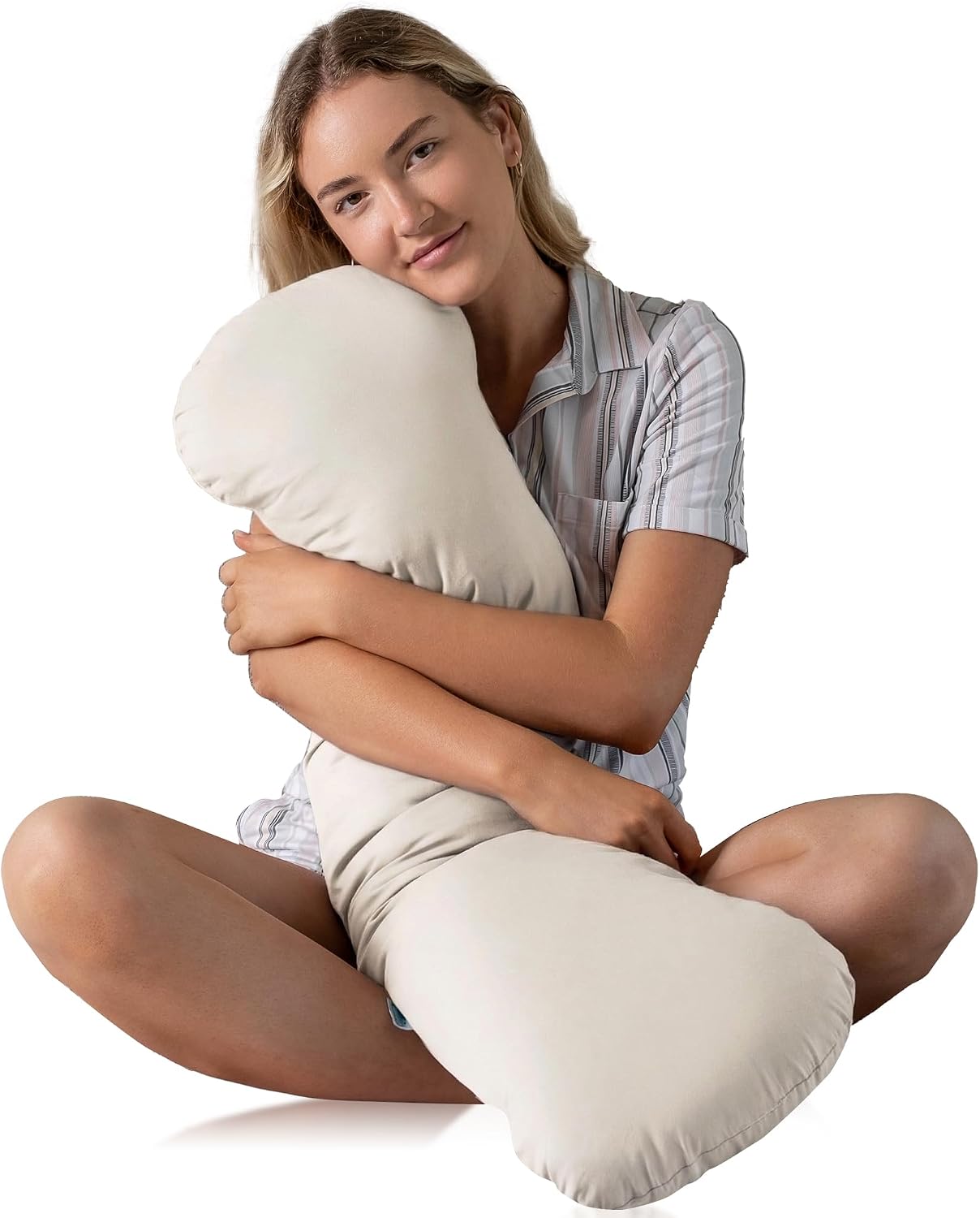 SleepCloud Weighted Body Pillow 6.5lbs - Weighted Pillow for Deeper Sleep (41” x 10”) - Cooling Body Pillows for Adults, Side Sleeper…
