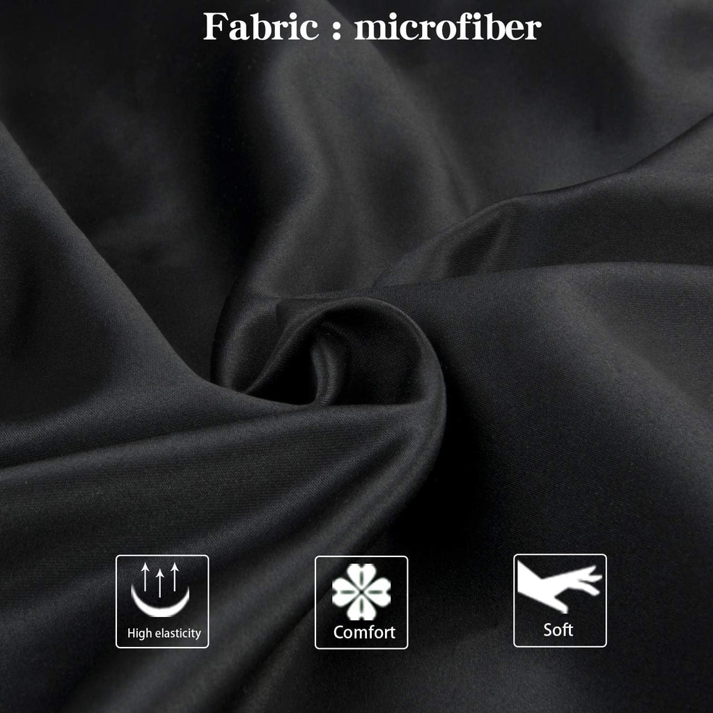 Ntbay Zippered Satin Pillow Cases for Hair and Skin, Luxury Queen Hidden Zipper Pillowcases Set of 2, 20x30 Inches, Black 30 Inches Black