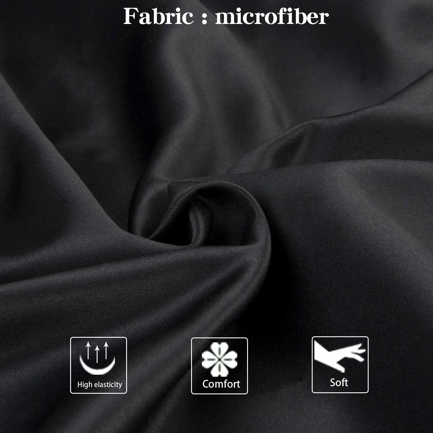 Ntbay Zippered Satin Pillow Cases for Hair and Skin, Luxury Queen Hidden Zipper Pillowcases Set of 2, 20x30 Inches, Black 30 Inches Black