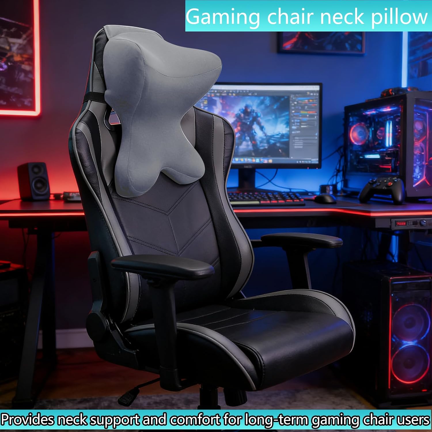 Car Neck Pillow for Driving Seat headrest Pillow/Gaming Chair Pillow with Adjustable Strap Removable Cover Ergonomic Design Neck Support…