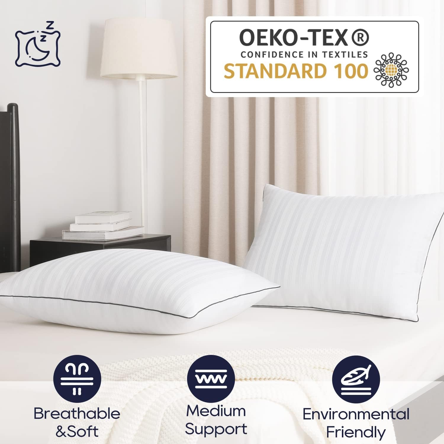Downluxe Bed Pillows Queen Size Set of 2 - Hotel Collection Soft Down Alternative Pillows for Sleeping, Perfect for Side, Back and Stomach…