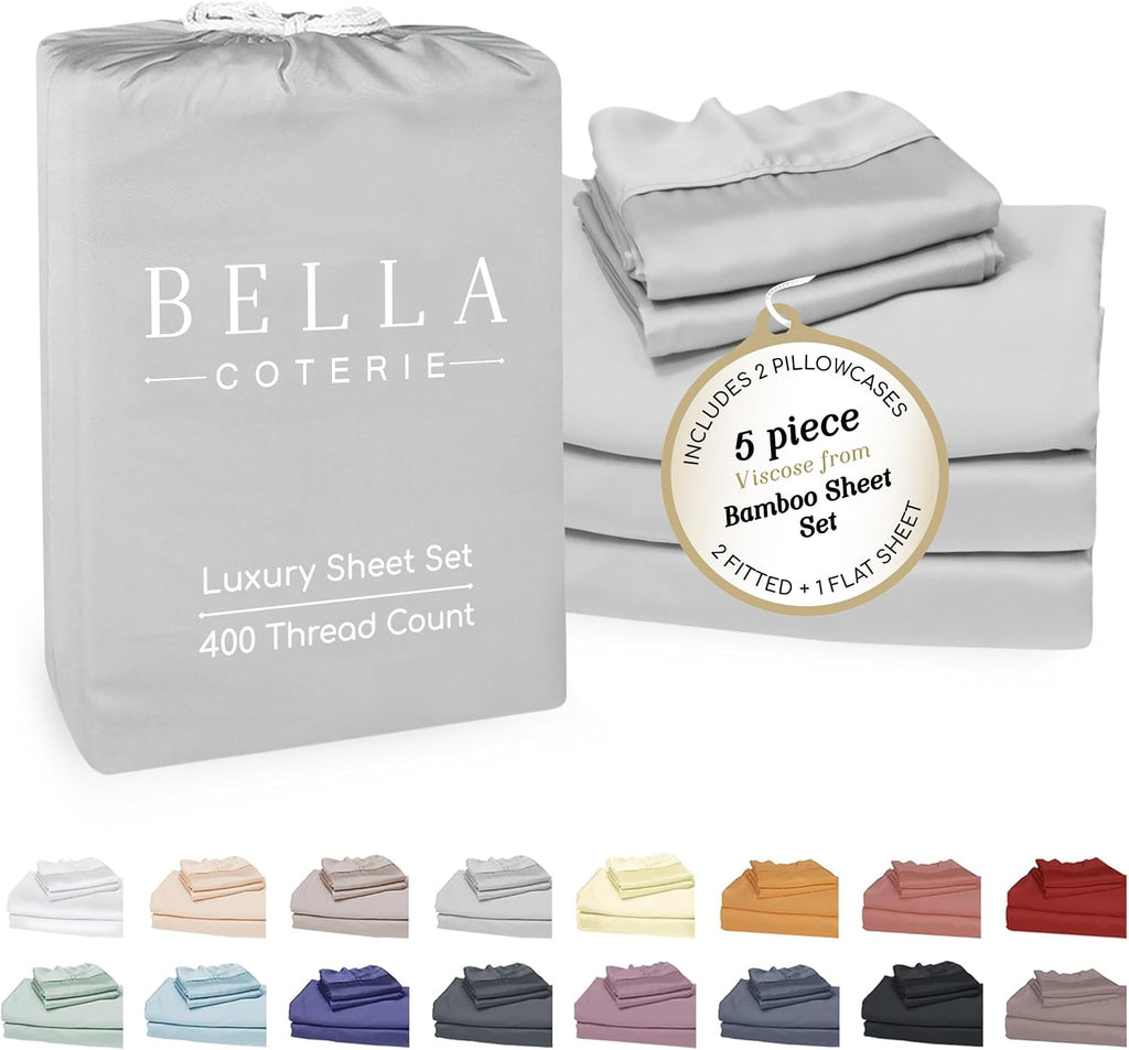Bella Coterie Luxury Bamboo Viscose Split King Size Sheet Set | 2 Fitted Sheets for Sleep Number & Adjustable Beds | 100% Organically…